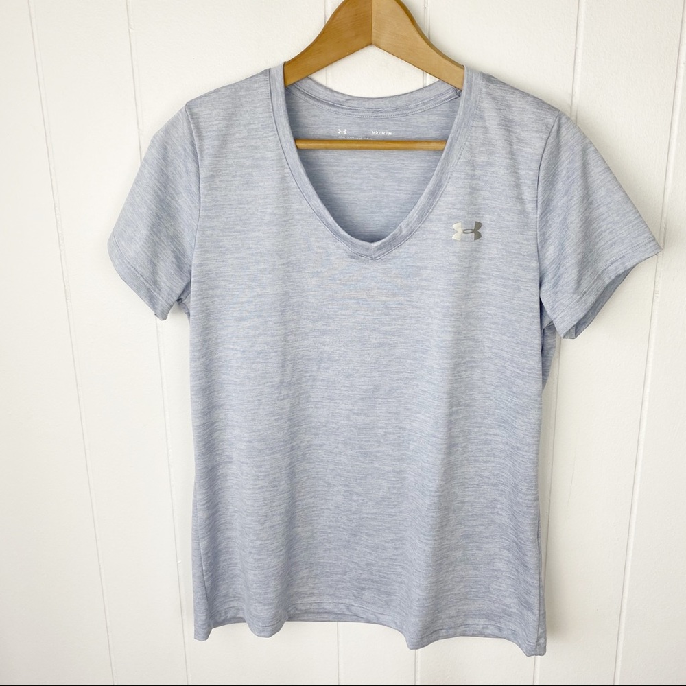Under Armour Light Blue V Neck T Shirt M Medium